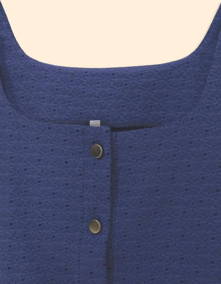 Ikks Top Bleu Jacquard Fantaisie Boutonné I.Code