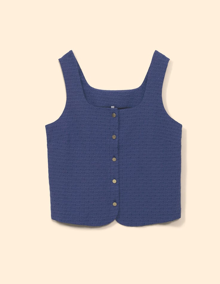 ikks Top bleu jacquard fantaisie boutonné I.Code