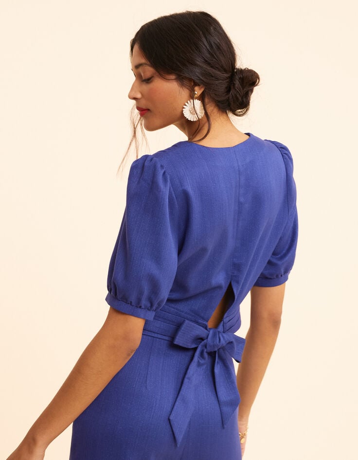 ikks Top bleu pailleté cropped noué dos I.Code