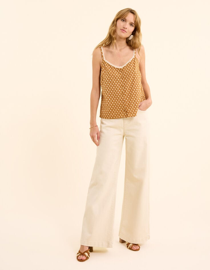 Ikks Top Camel Imprimé Floral Cœur I.Code