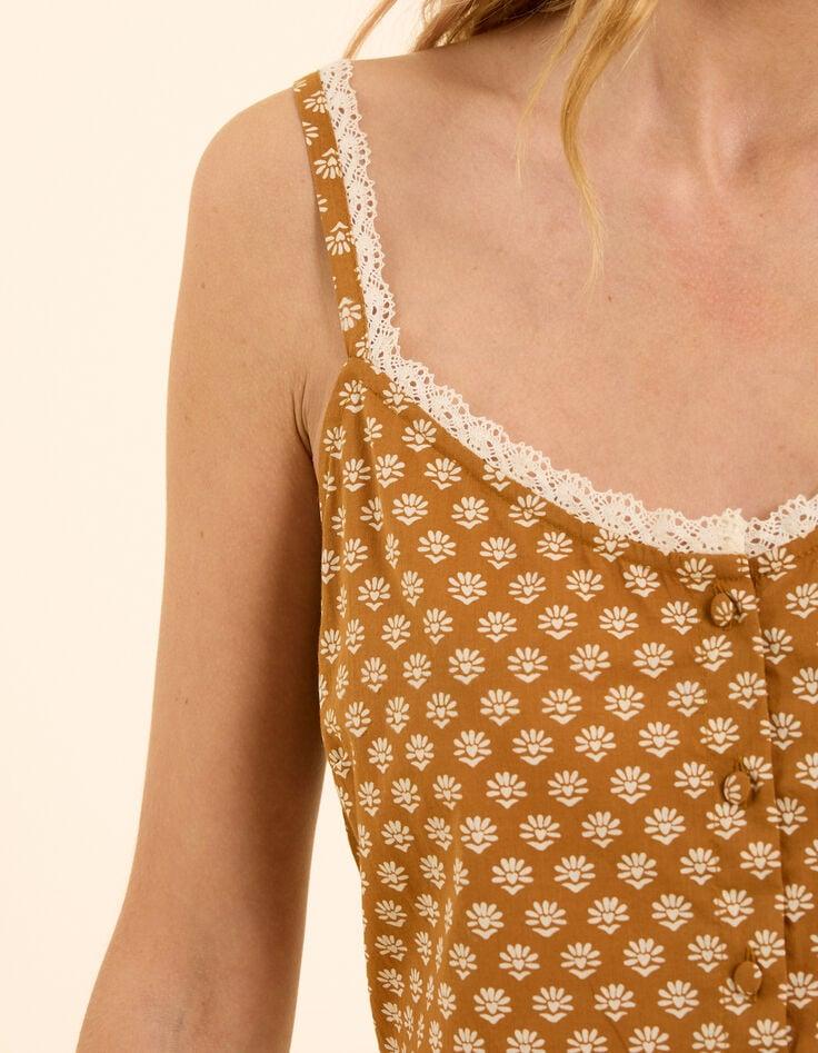 Ikks Top Camel Imprimé Floral Cœur I.Code