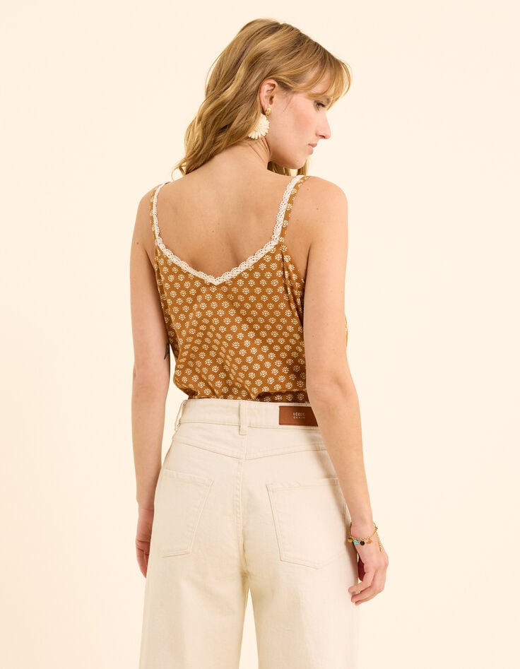 Ikks Top Camel Imprimé Floral Cœur I.Code