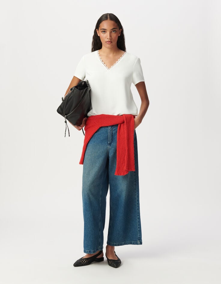 Ikks Top écru En Dentelle Ajourée Femme