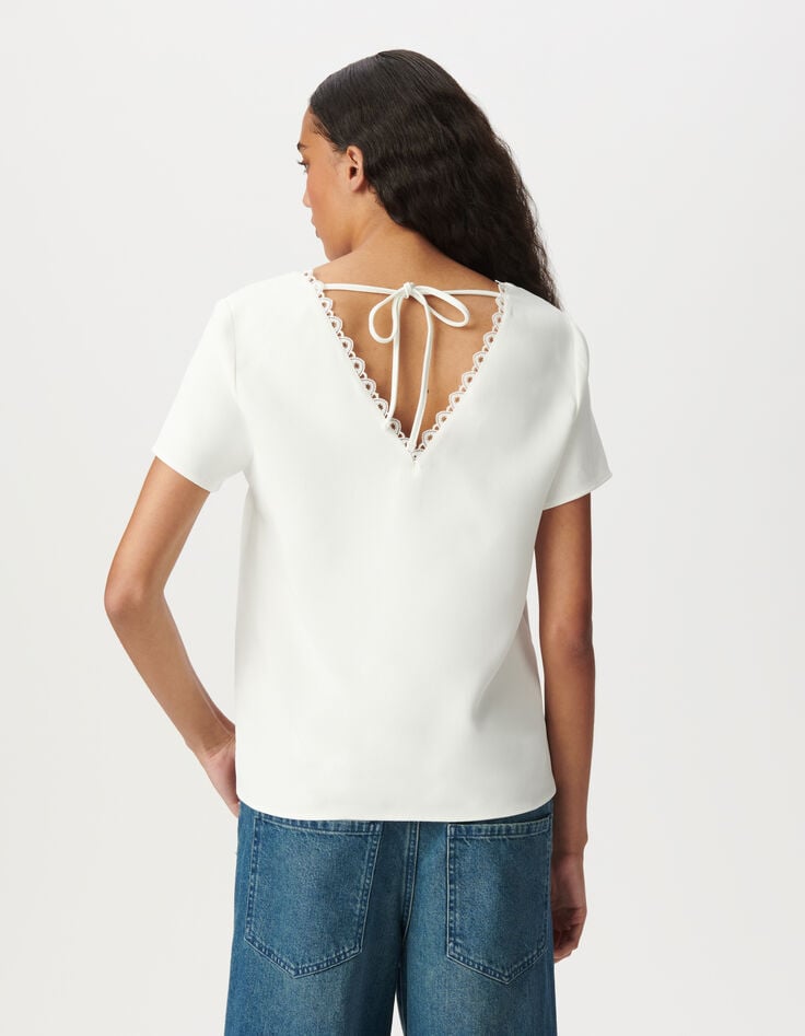 Ikks Top écru En Dentelle Ajourée Femme