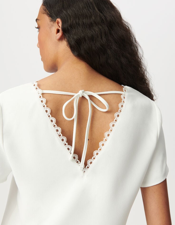 Ikks Top écru En Dentelle Ajourée Femme