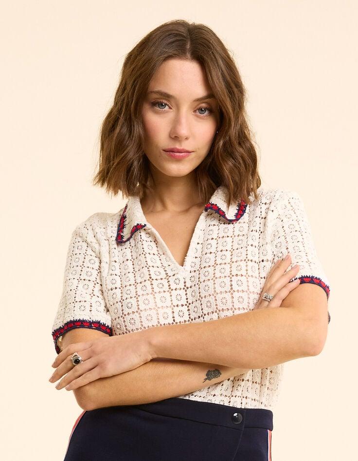 Ikks Top écru Tout Dentelle Façon Crochet I.Code