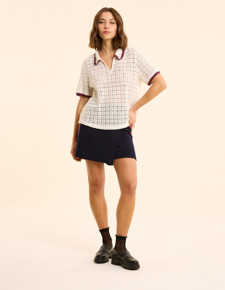 Ikks Top écru Tout Dentelle Façon Crochet I.Code