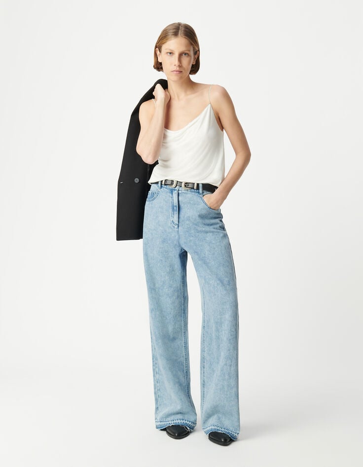 ikks Top fines bretelles bijou blanc col bénitier