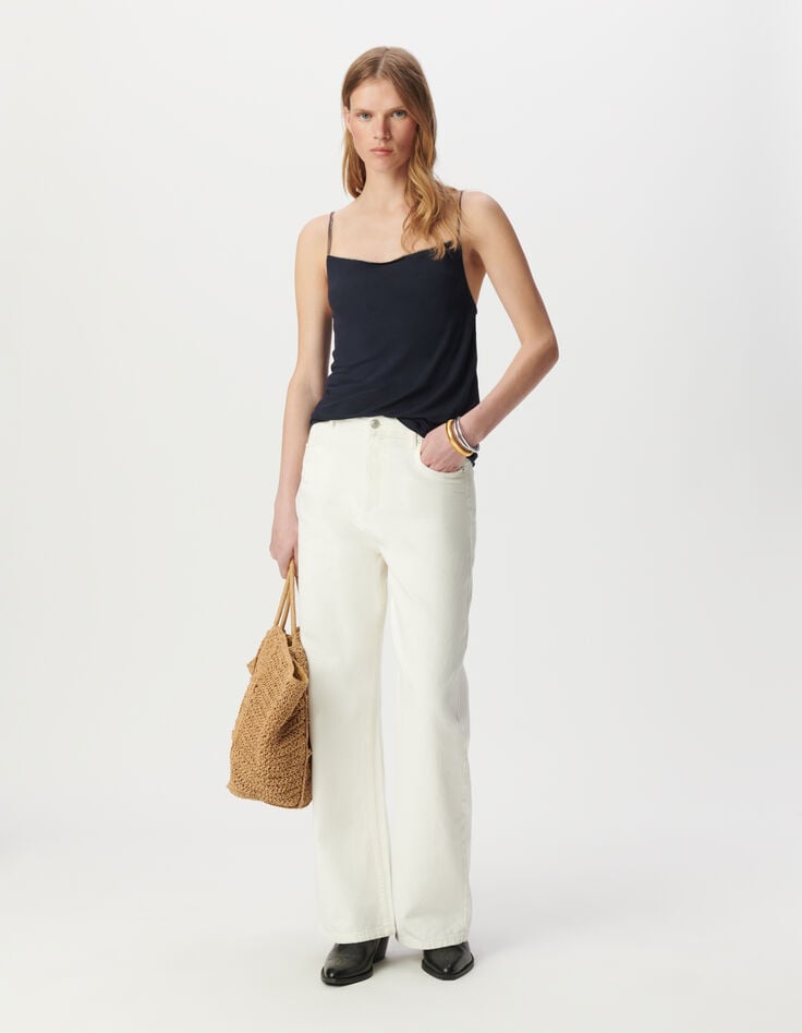 ikks Top fines bretelles bijou marine col bénitier