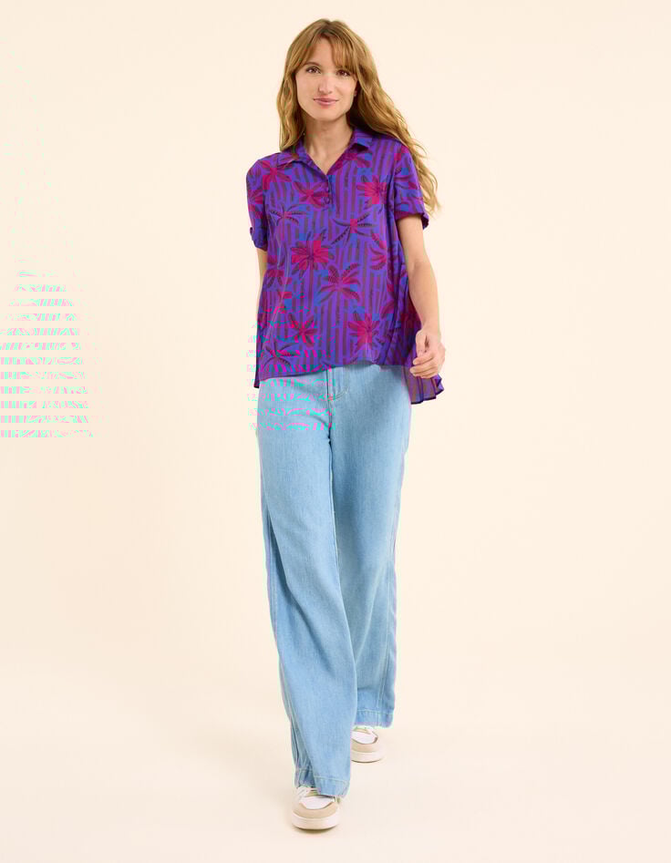 Ikks Top Indigo Imprimé Palmiers I.Code