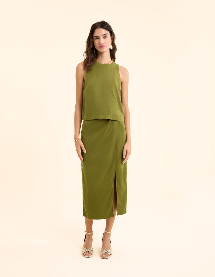 Ikks Top Kaki Boutonné Dos I.Code