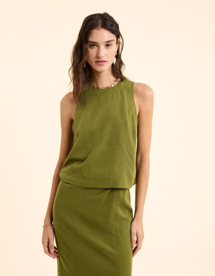 Ikks Top Kaki Boutonné Dos I.Code