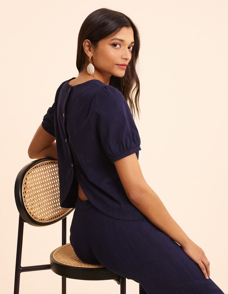 Ikks Top Marine Boutonné Dos I.Code