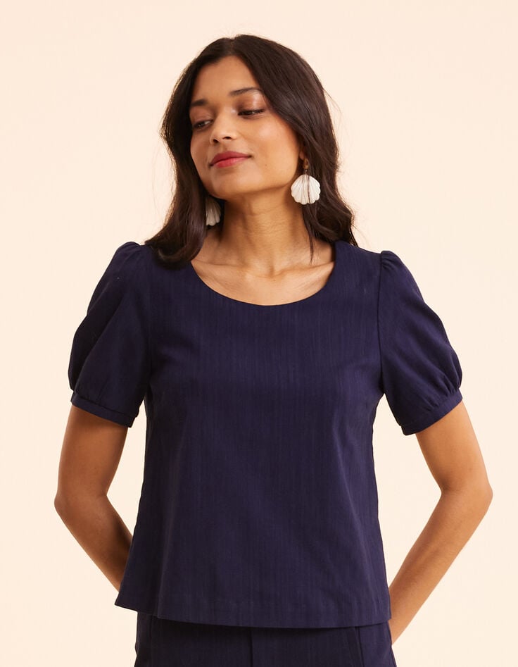 Ikks Top Marine Boutonné Dos I.Code