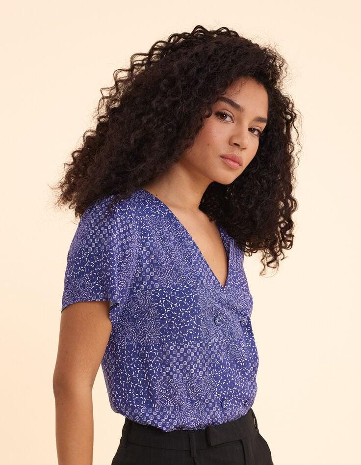 ikks Top marine imprimé patchwork graphique I.Code