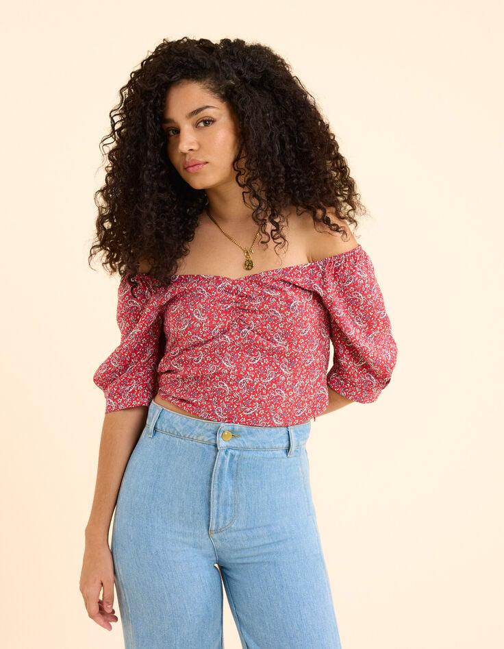 Ikks Top Rouge Imprimé Cachemire I.Code