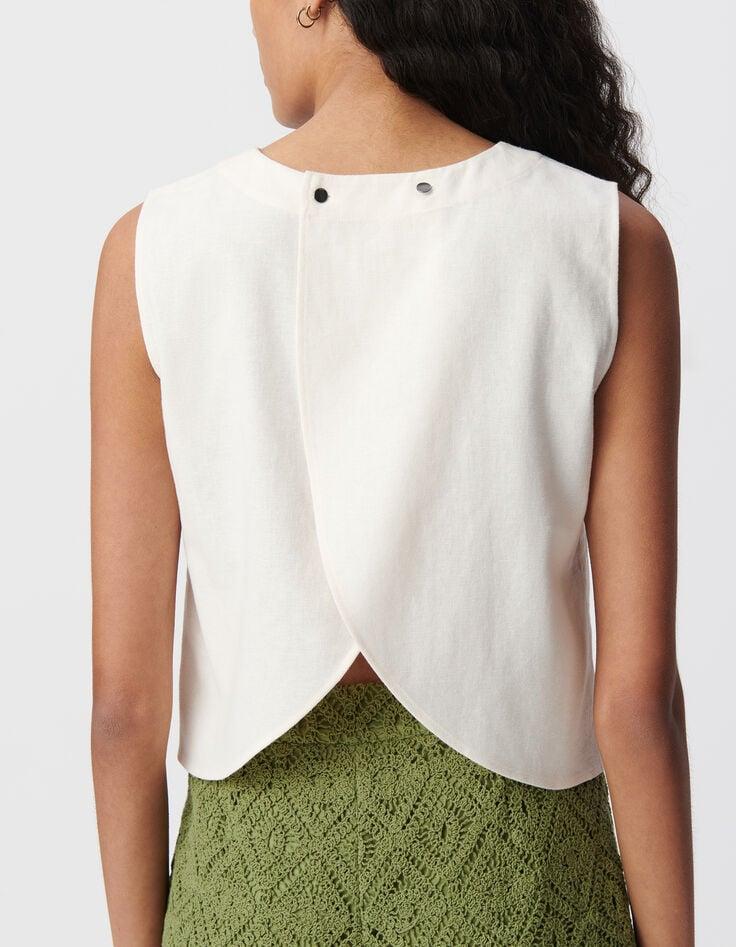 Ikks Top Sans Manches écru Lin Et Coton Femme