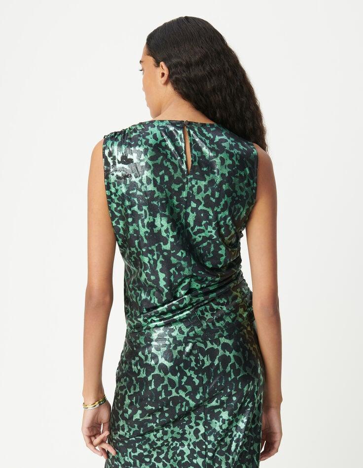 Ikks Top Vert Imprimé Camouflage Métallisé Femme