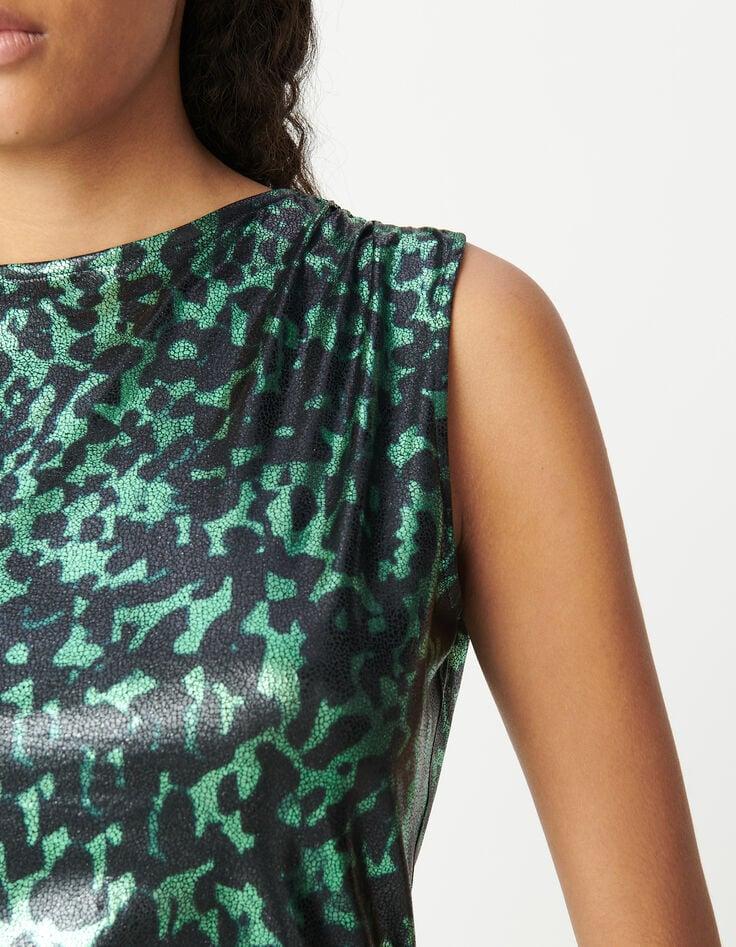 Ikks Top Vert Imprimé Camouflage Métallisé Femme