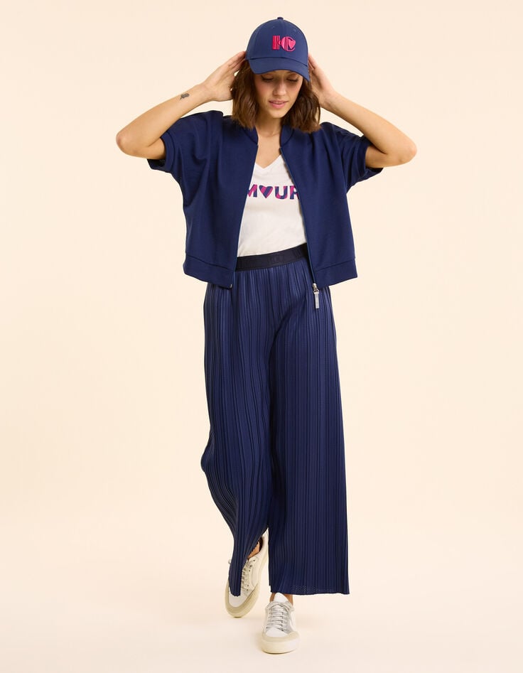 Ikks Top Zippé Indigo Maille Technique I.Code