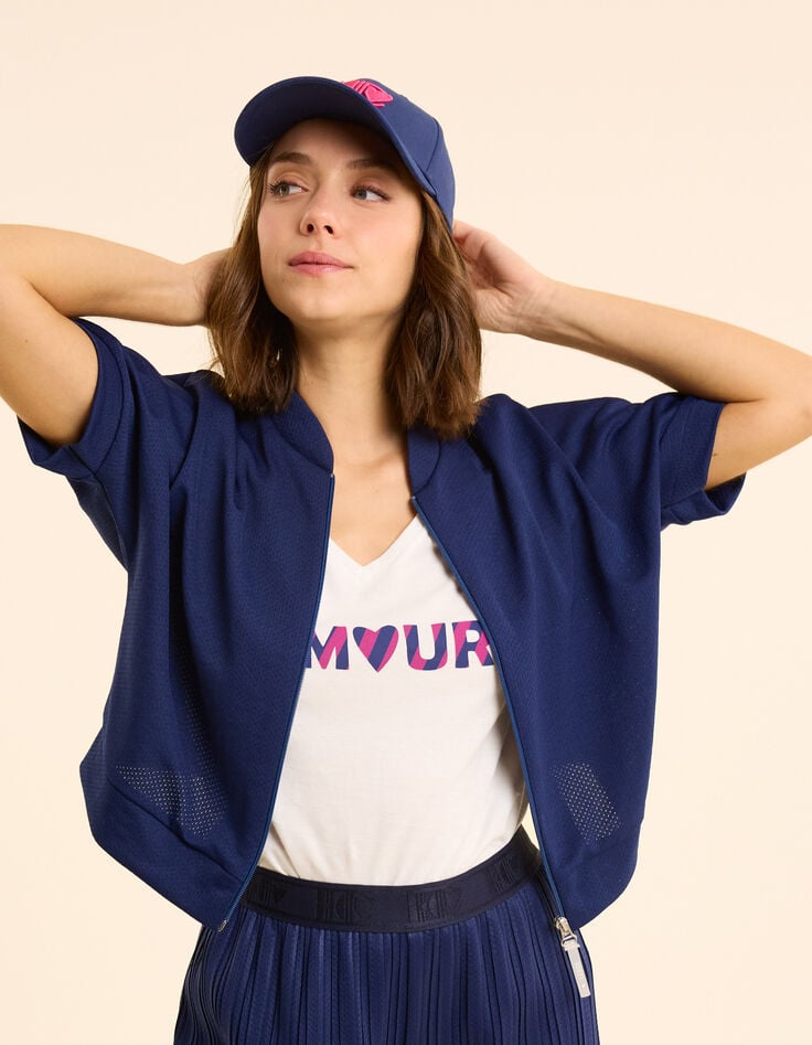 ikks Top zippé indigo maille technique I.Code