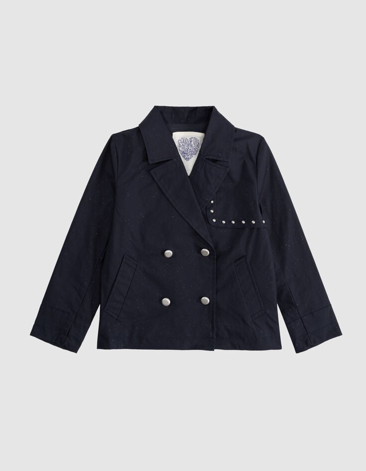Ikks Trench Court Marine Pailleté Fille