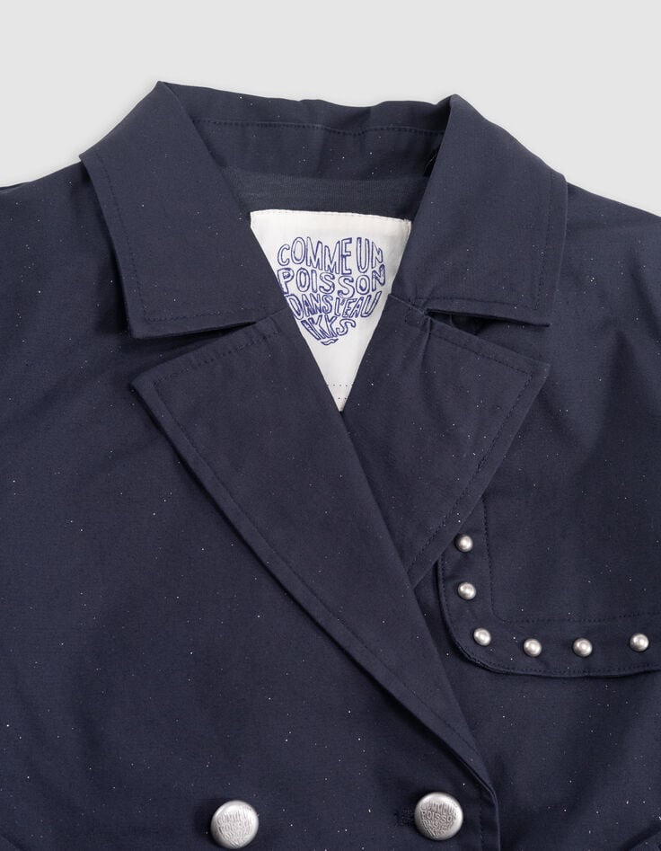 Ikks Trench Court Marine Pailleté Fille