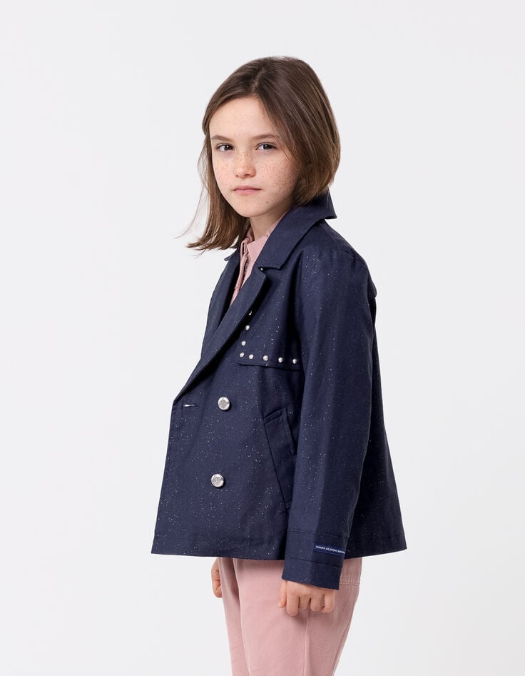 ikks Trench court marine pailleté fille