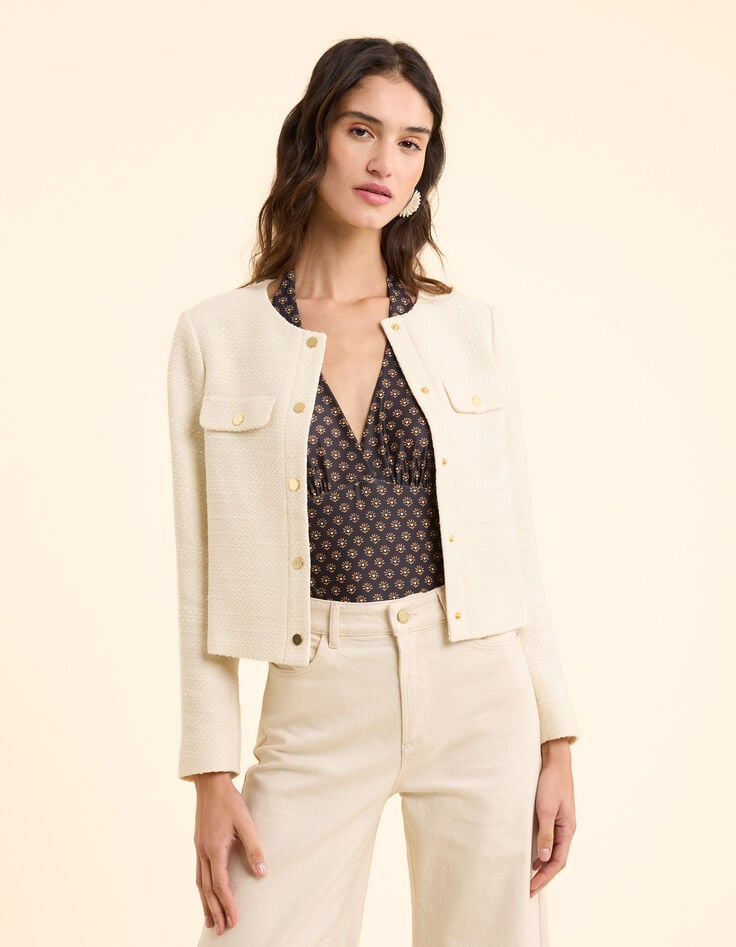 Ikks Veste Courte Carrée écrue I.Code