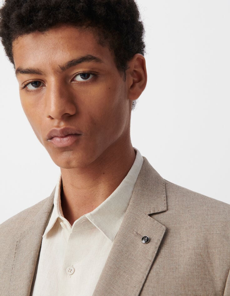 Ikks Veste De Blazer Beige Coton Chiné Homme