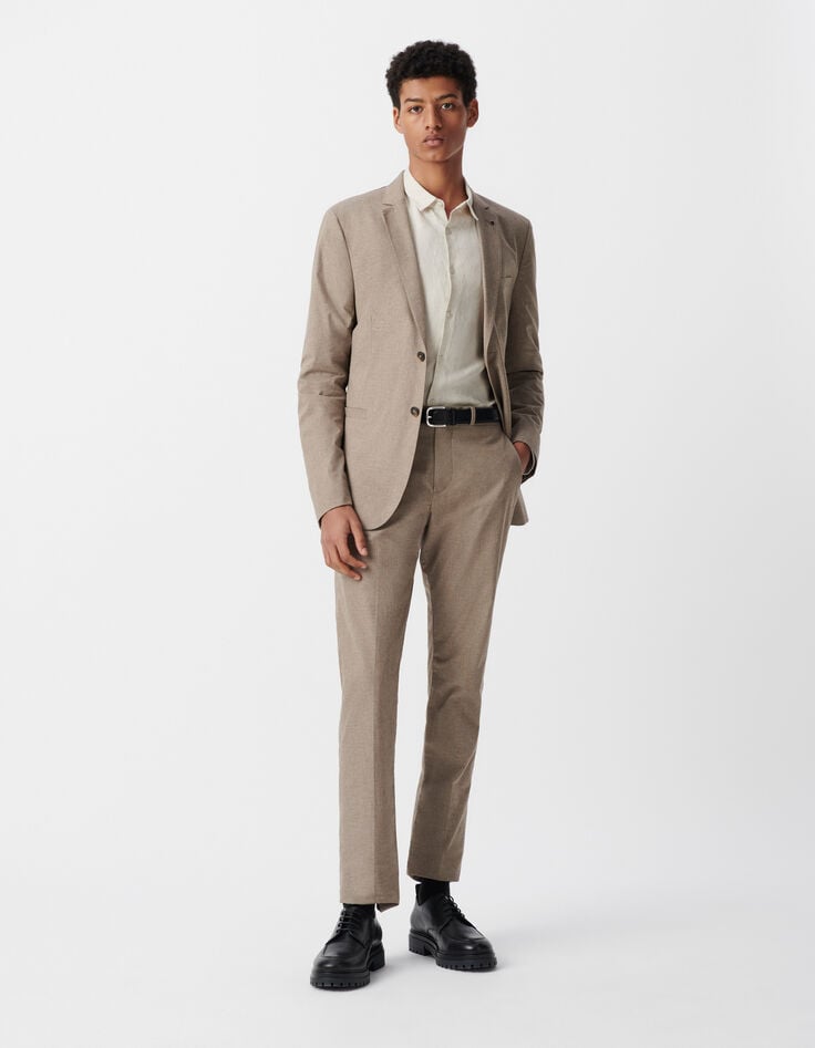 ikks Veste de blazer beige coton chiné Homme