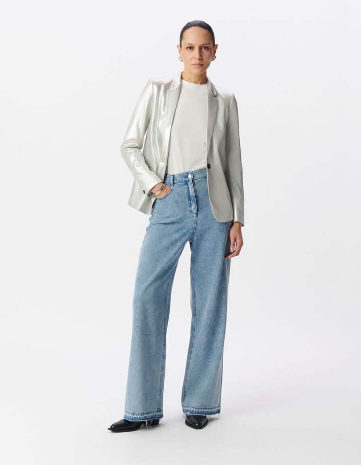 Ikks Veste De Costume Argenté Enduite Femme