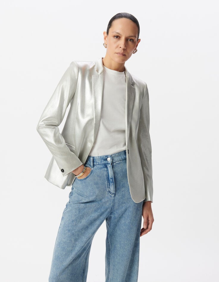 Ikks Veste De Costume Argenté Enduite Femme