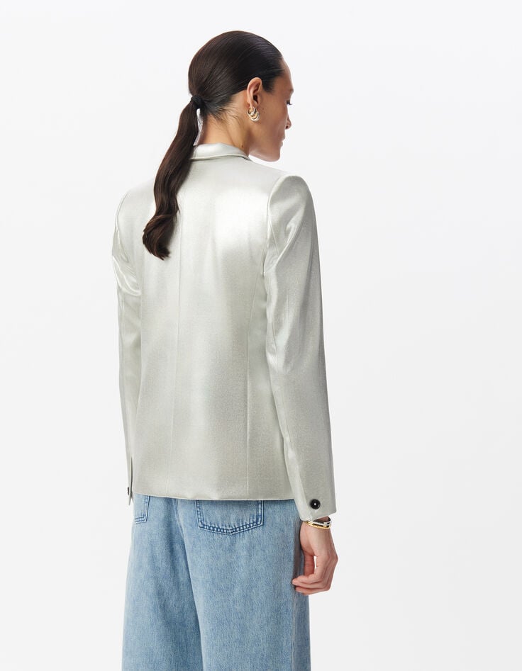 Ikks Veste De Costume Argenté Enduite Femme