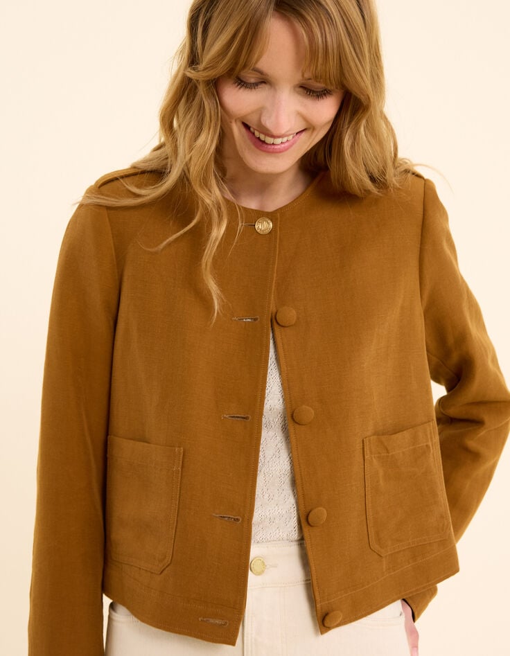 Ikks Veste De Costume Courte Carrée Camel I.Code