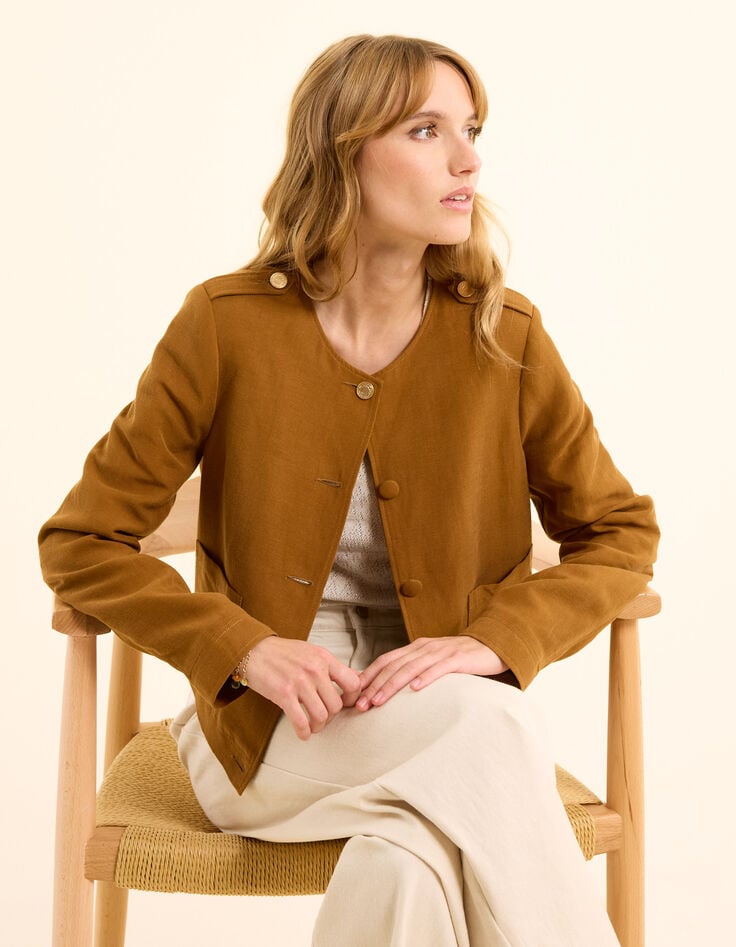 ikks Veste de costume courte carrée camel I.Code