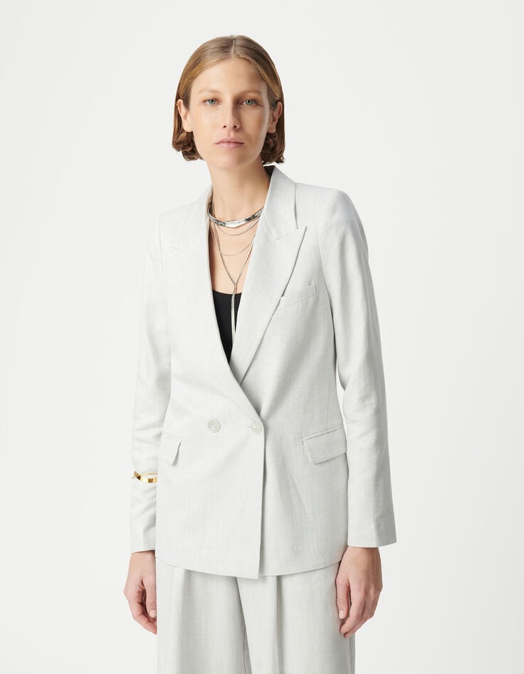 Ikks Veste De Costume Croisée Gris Pailleté Femme