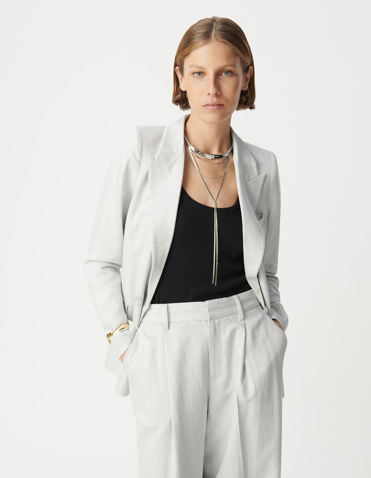 Ikks Veste De Costume Croisée Gris Pailleté Femme