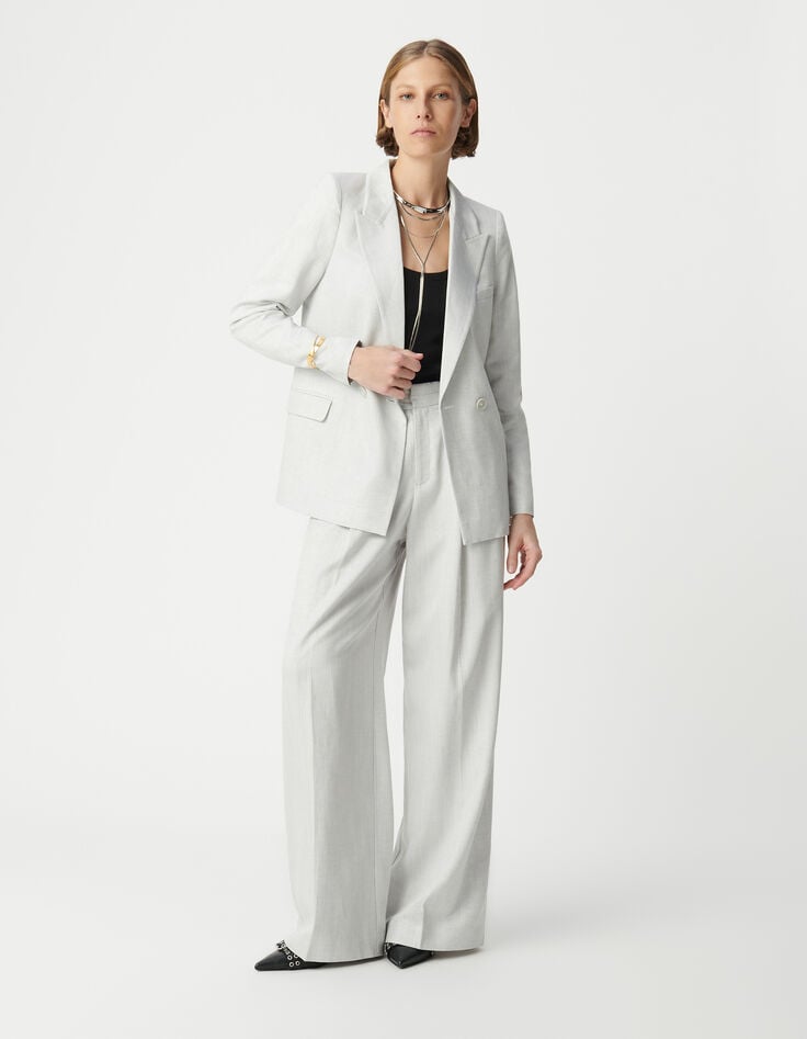 ikks Veste de costume croisée gris pailleté Femme