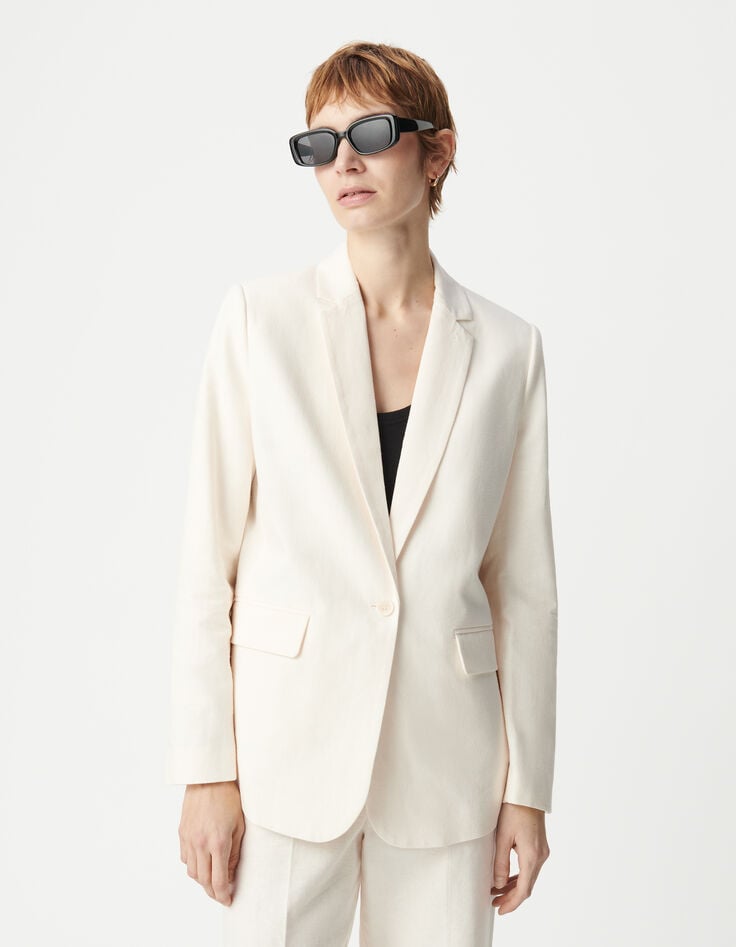 Ikks Veste De Costume écrue Lin Et Coton Femme