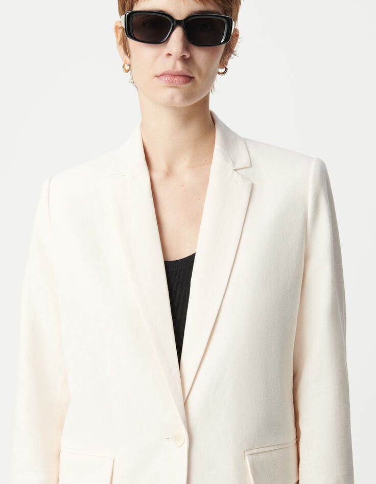 Ikks Veste De Costume écrue Lin Et Coton Femme