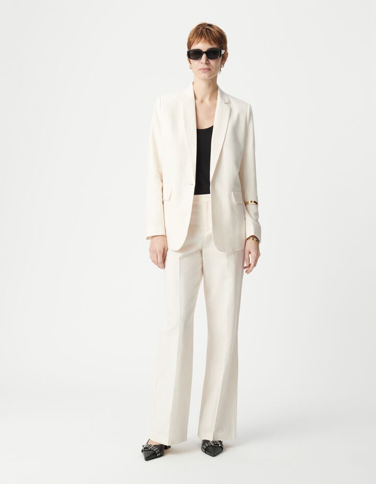 ikks Veste de costume écrue lin et coton Femme