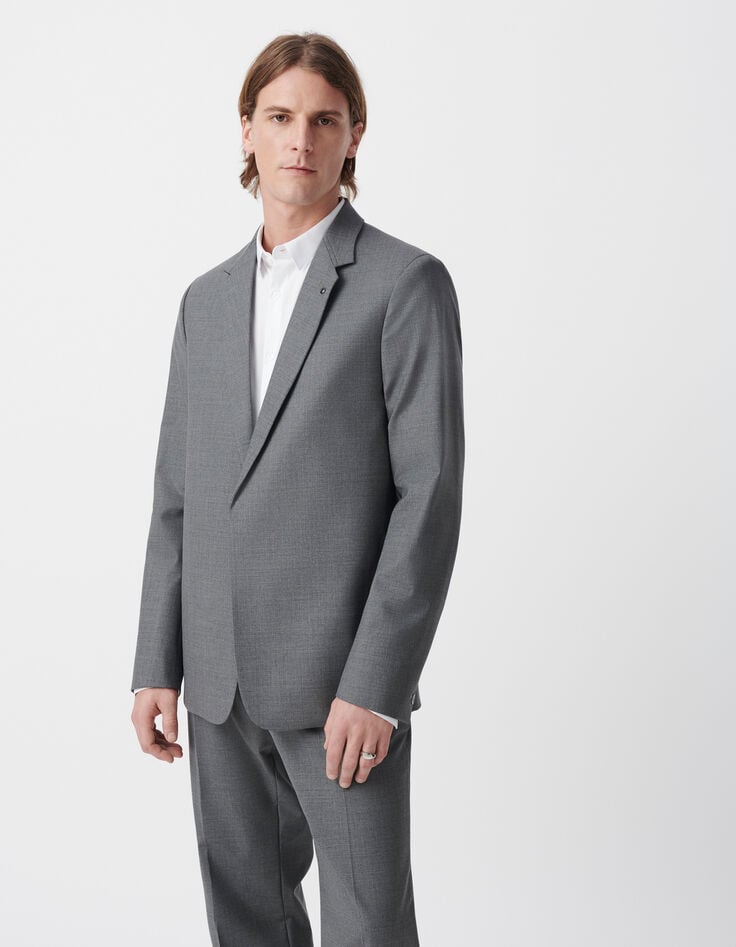 Ikks Veste De Costume Grise Laine Mélangée Homme