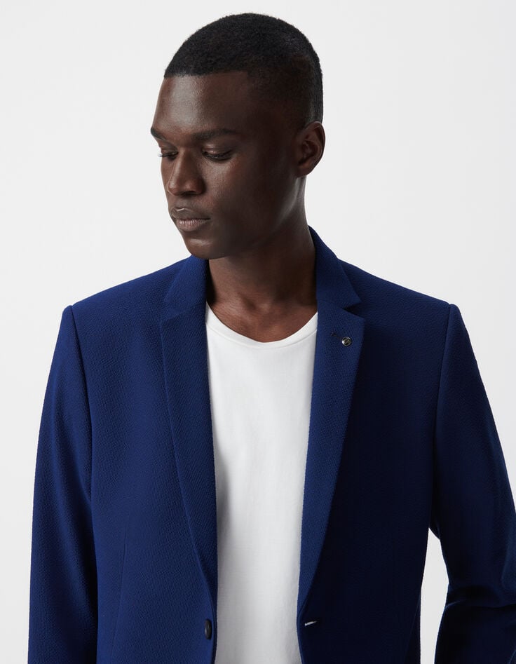 Ikks Veste De Costume Indigo Seersucker Homme