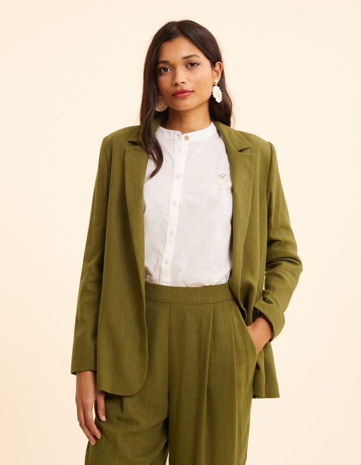 Ikks Veste De Costume Kaki Lin Mélangé I.Code