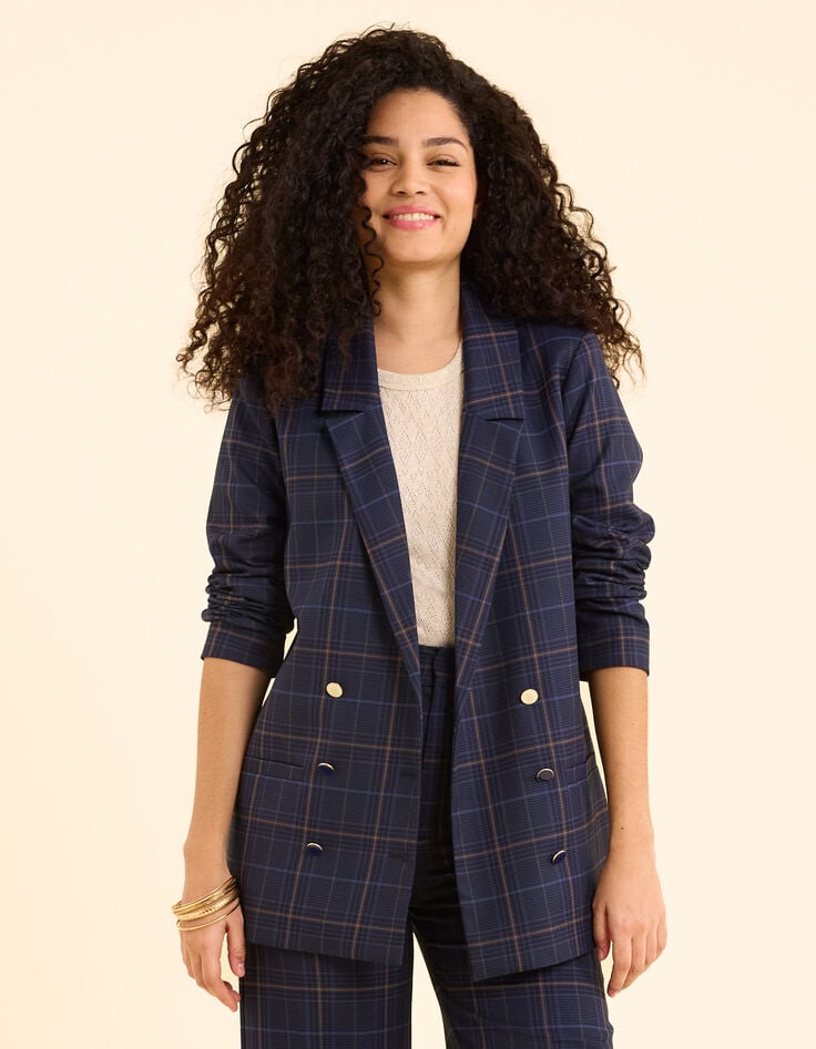 Ikks Veste De Costume Marine Motif Carreaux I.Code