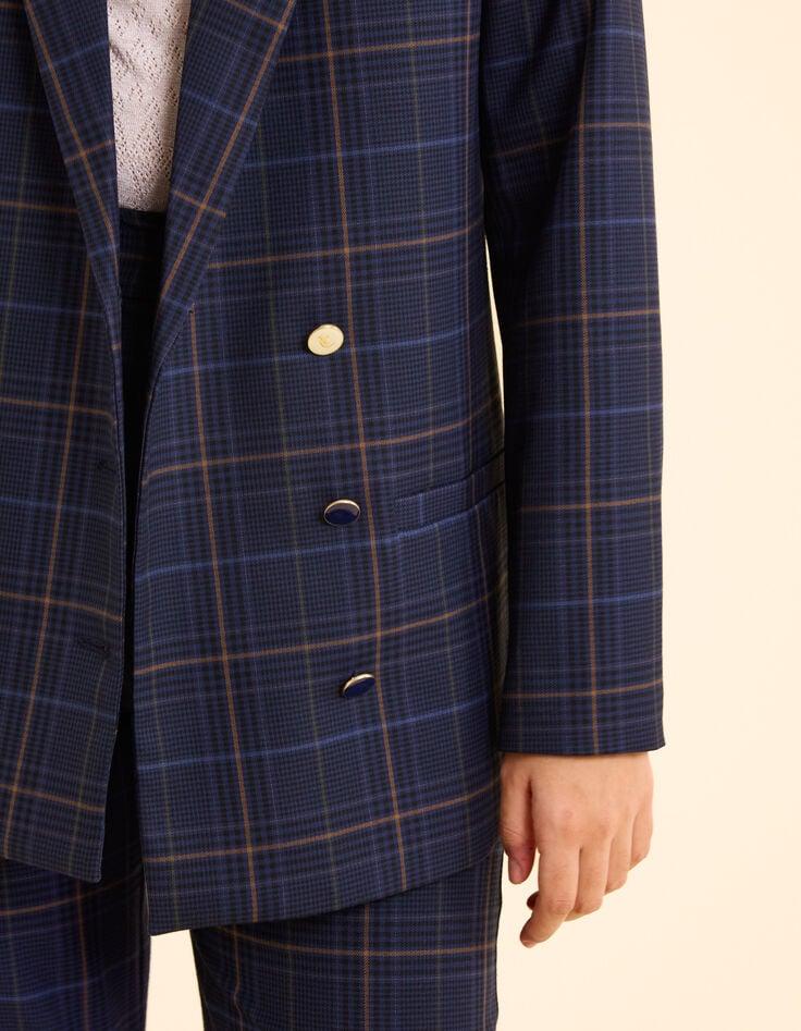 Ikks Veste De Costume Marine Motif Carreaux I.Code