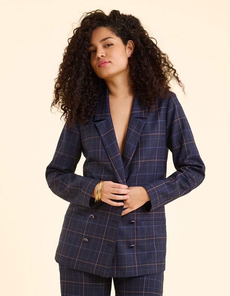 ikks Veste de costume marine motif carreaux I.Code