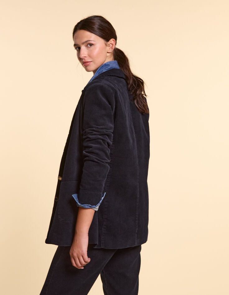 Ikks Veste De Costume Marine Velours Côtelé I.Code