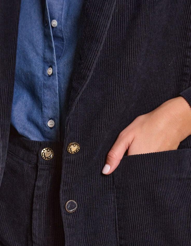 Ikks Veste De Costume Marine Velours Côtelé I.Code